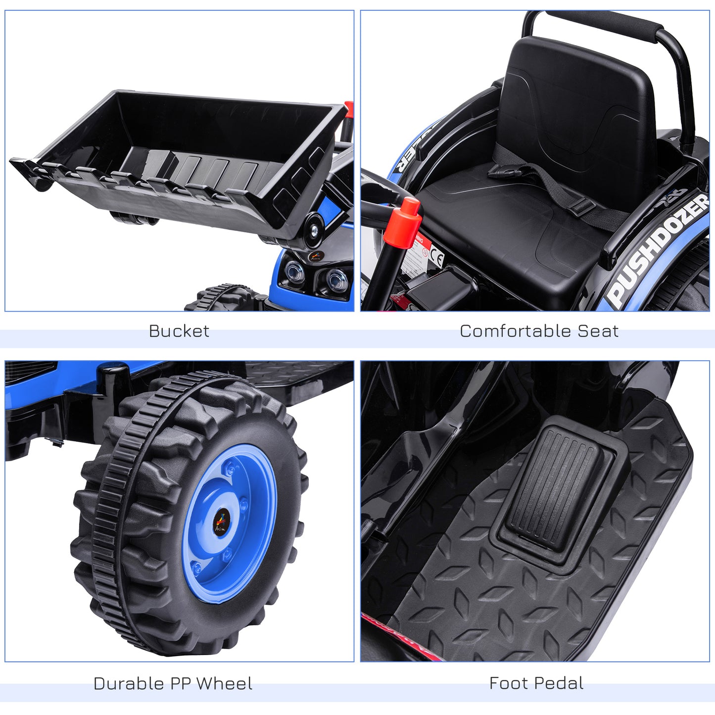 6V Kids Digger Ride On Excavator Battery Powered Tractor with Music Headlight Dual-Motor Yellow Kids Crystal