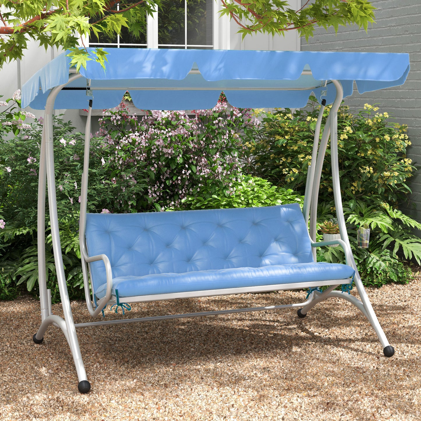 3-Seater Outdoor Bench Swing Chair Replacement Cushions for Patio Garden, Blue Kids Crystal