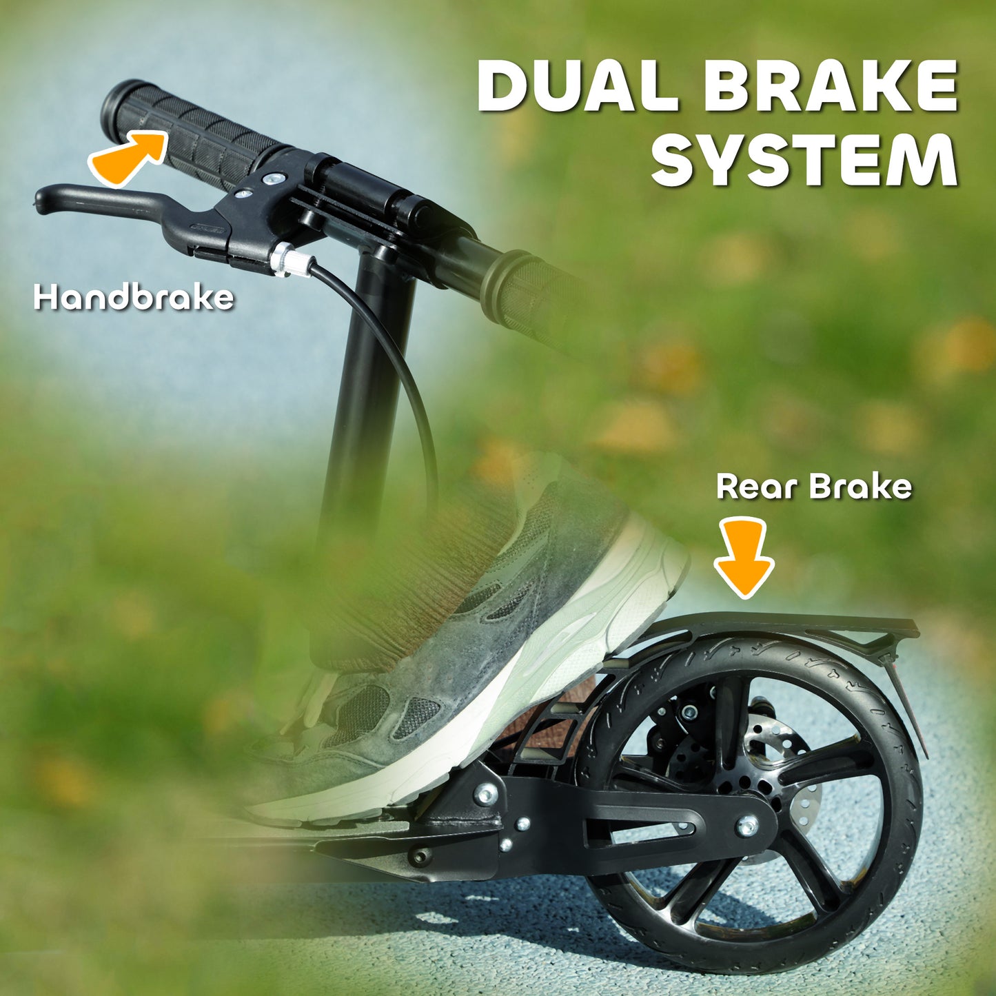 Foldable Kids Scooter with 4 Adjustable Height, Double Brake, Shock Absorption for Ages 6-12, Black Kids Crystal