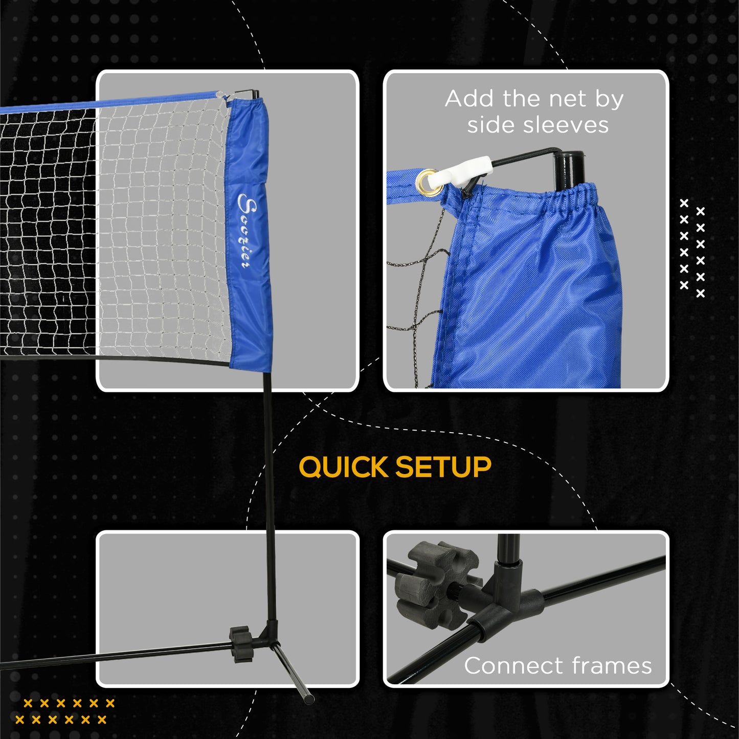 14ft Badminton Net, Height Adjustable Outdoor Sports Net with Carry Bag, for Tennis, Pickleball and Volleyball Kids Crystal