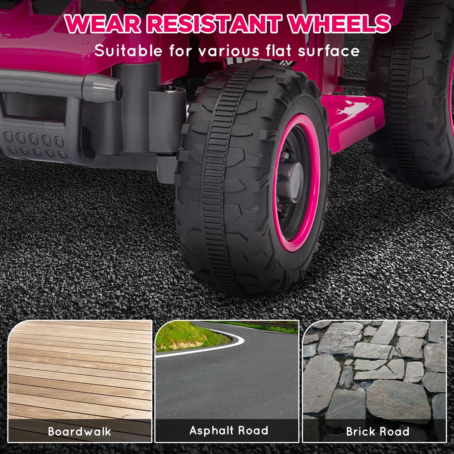6V Kids ATV Quad, 4 Wheeler Battery Powered Electric Ride on Car w/ Lights, Forward Backward, for 3-6 Years, Pink Kids Crystal