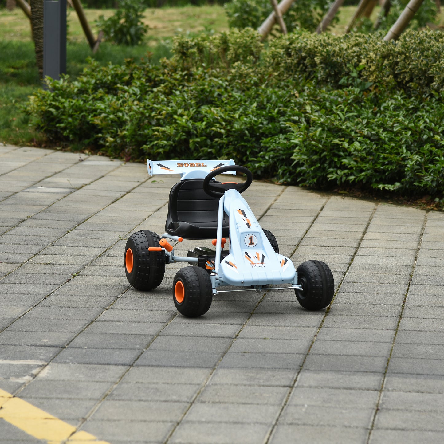 Pedal Powered Go Kart for Kids 4 Wheel Ride on Car Adjustable Seat Handbrake Cute Style Kids Crystal
