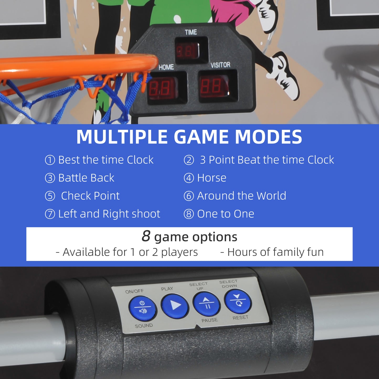 Arcade Style Double Shot Basketball Game Indoor Electronic Scoring System Foldable Design with 4 Balls Kids Crystal