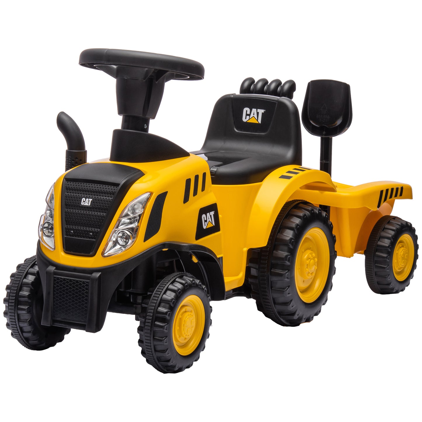 Caterpillar Licensed No Power Ride On Tractor with Shovel, Trailer Kids Crystal