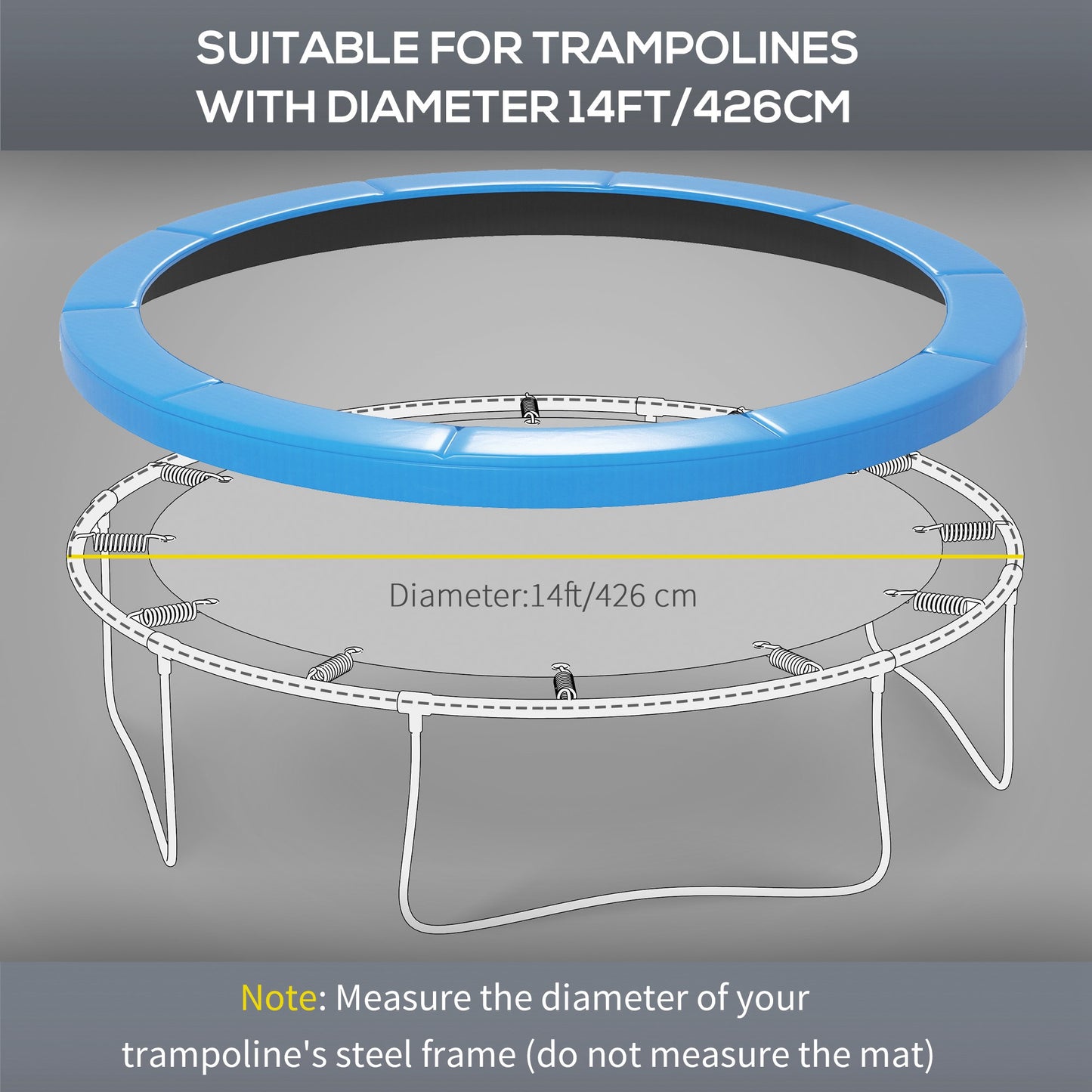 14ft Trampoline Safety Pad Replacement Bounce Mat Cover Jump Exercise Fitness Accessory Light Blue Kids Crystal