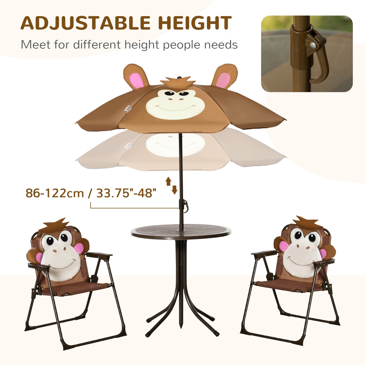 Kids Picnic Table Chair Set Outdoor Folding Garden Furniture Adjustable Height