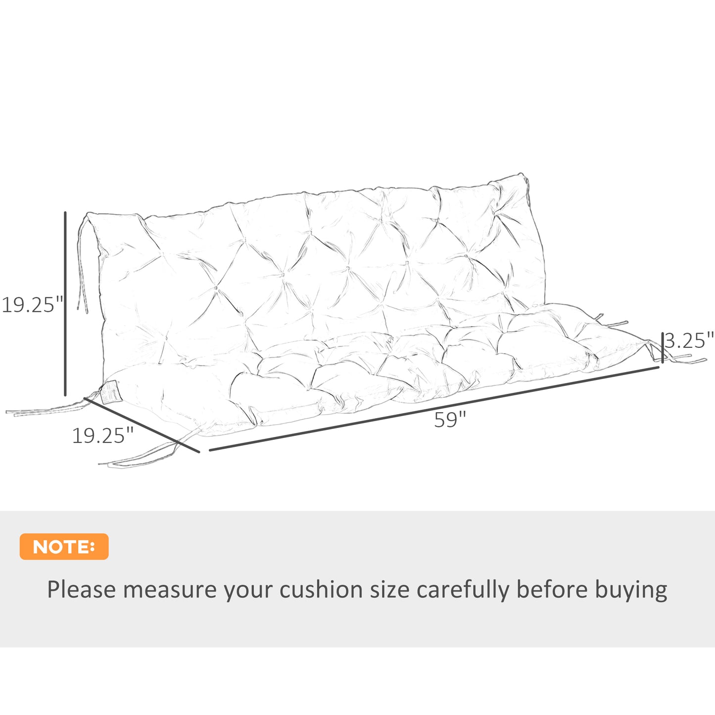 3 Seater Bench Swing Chair Replacement Cushions Outdoor Seat Pads Backrest Patio Garden Dark Grey Kids Crystal