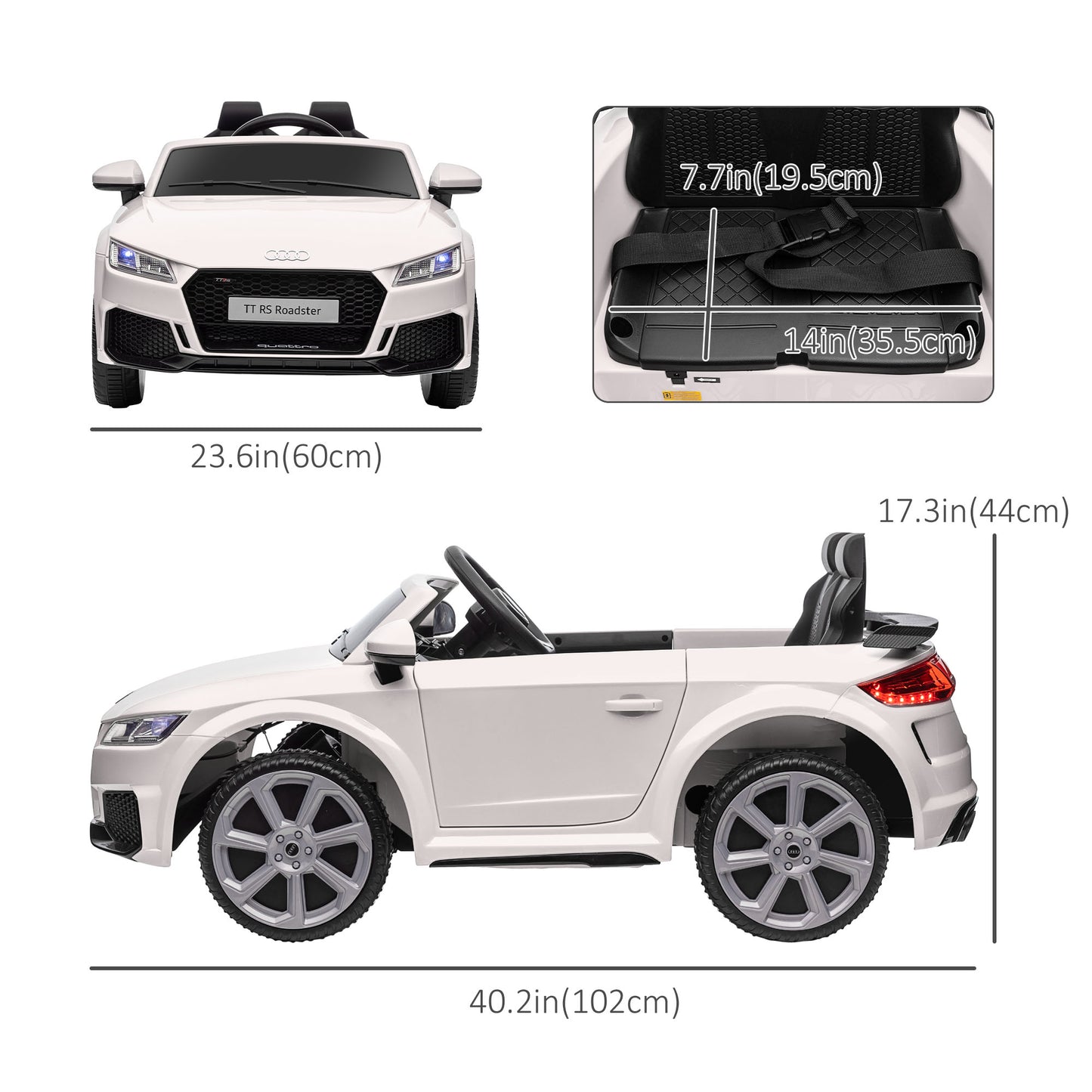 Licensed Ride-On Car: 6V Electric, Kids, Remote Control, Battery Powered, White Kids Crystal