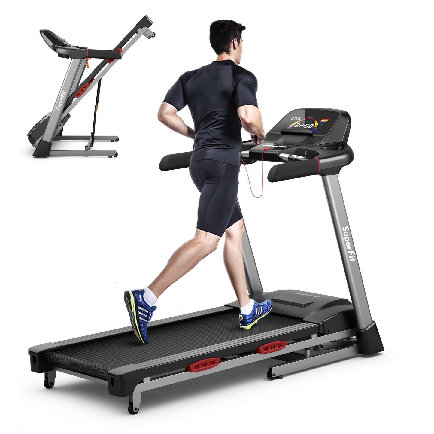 4.75 HP Folding Treadmill with Auto Incline and 20 Preset Programs-Black Kids Crystal