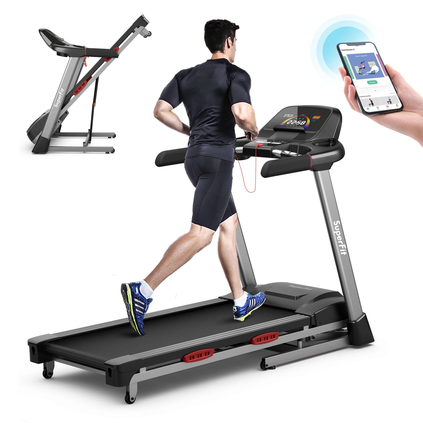 4.75 HP Folding Treadmill with Auto Incline and 20 Preset Programs-Black Kids Crystal
