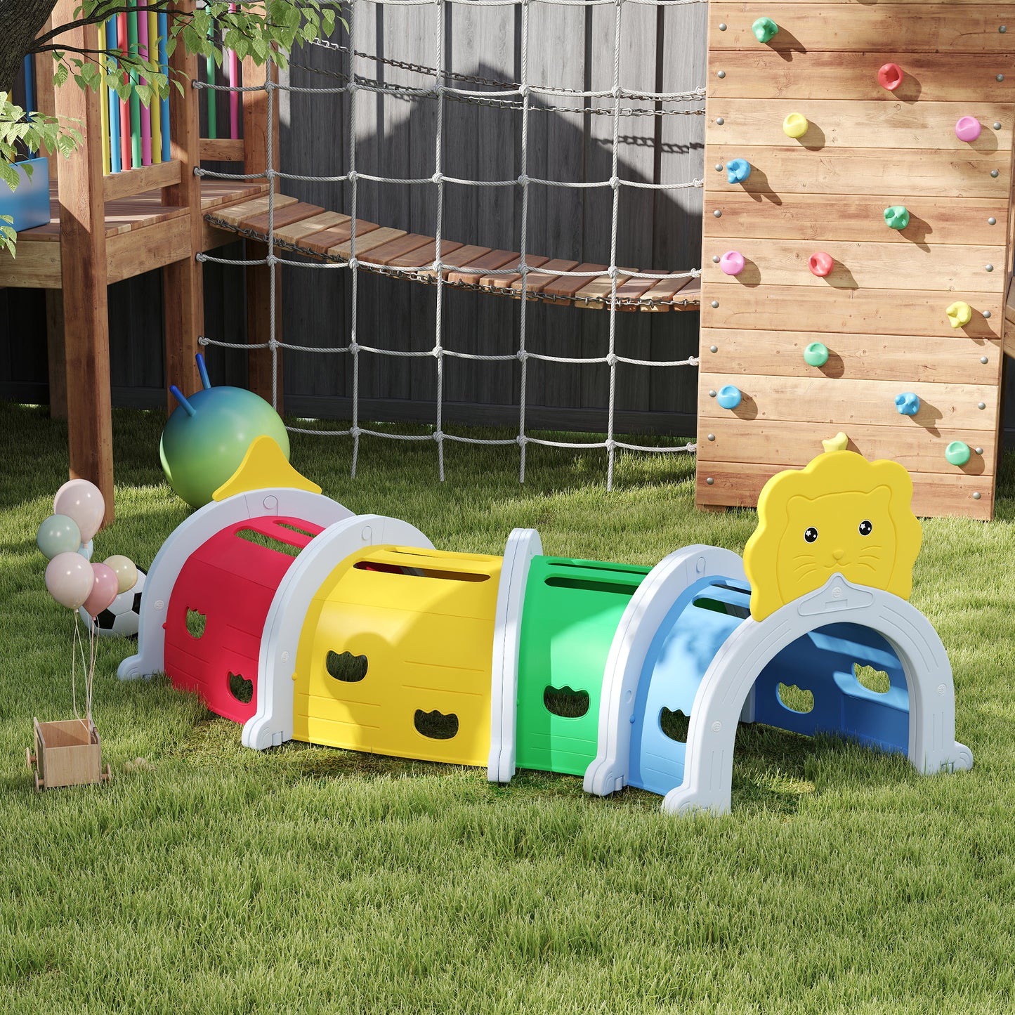 Lion Design Tunnel for Kids to Crawl Through, for 3-6 Years, Multicoloured Kids Crystal