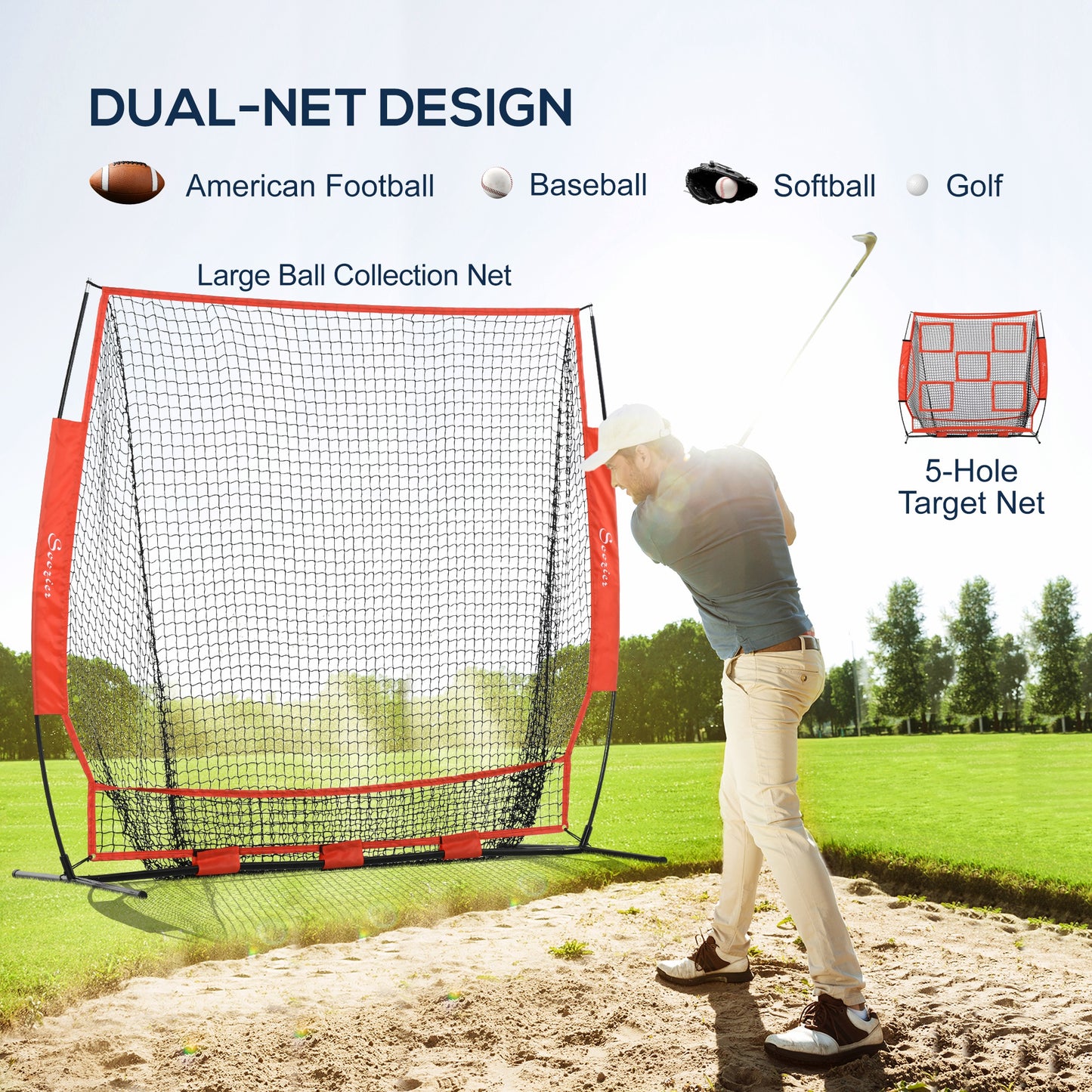 6' x 6' Baseball Net for Hitting Pitching Practice with Carry Bag, Red Kids Crystal