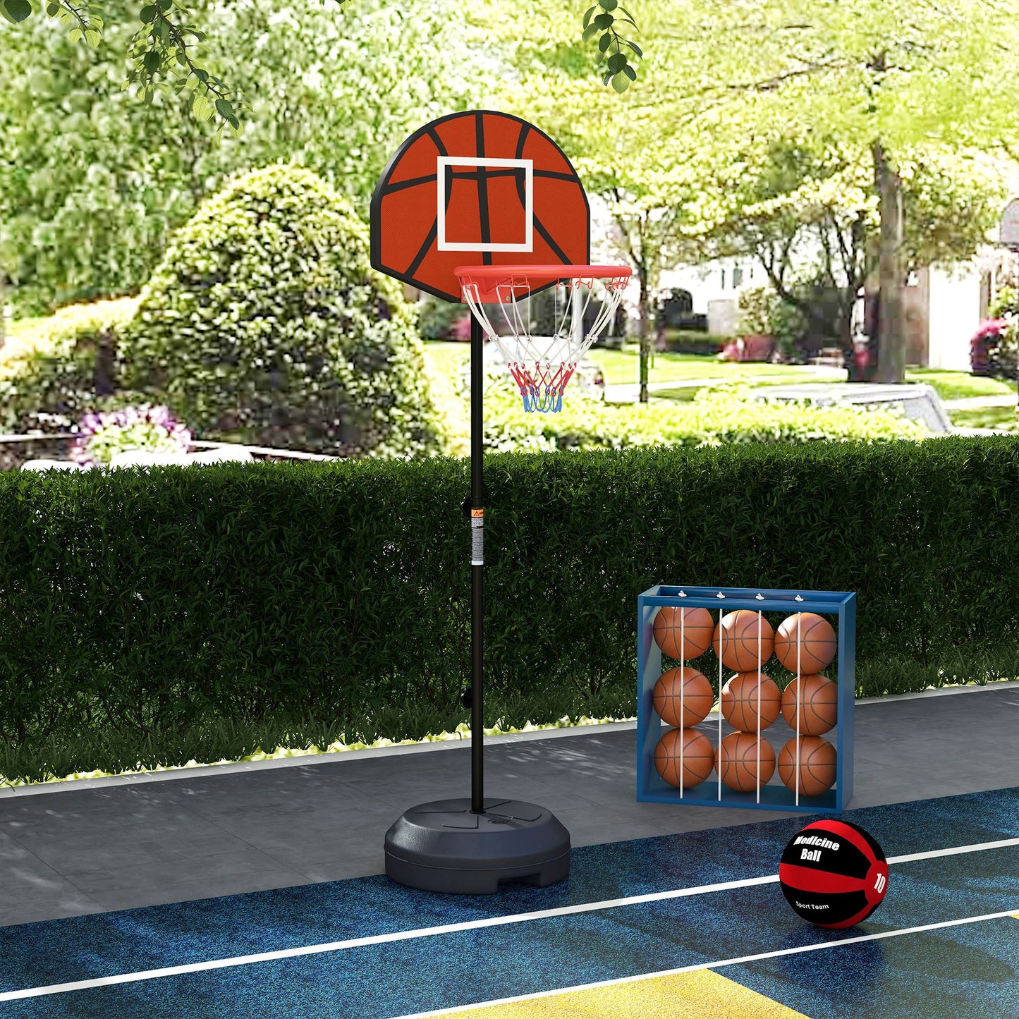 3-5ft Basketball Hoop and Stand with Magenic Dartboard and Darts, 15" Backboard, Weighted Base for Teens Youth Kids Crystal