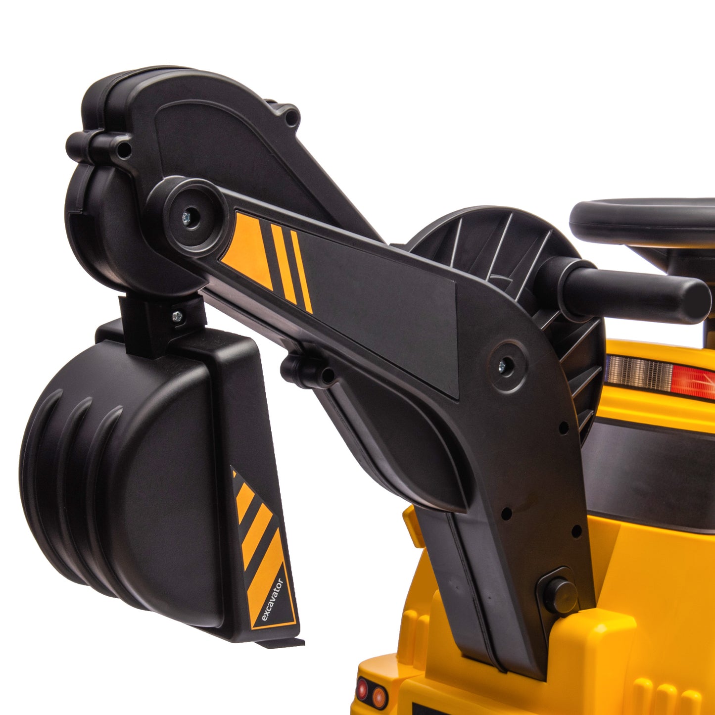 3 in 1 Kids Ride On Excavator Bulldozer Road Roller Pretend Play Construction Toy with Music Yellow for 18-48 Months Kids Crystal