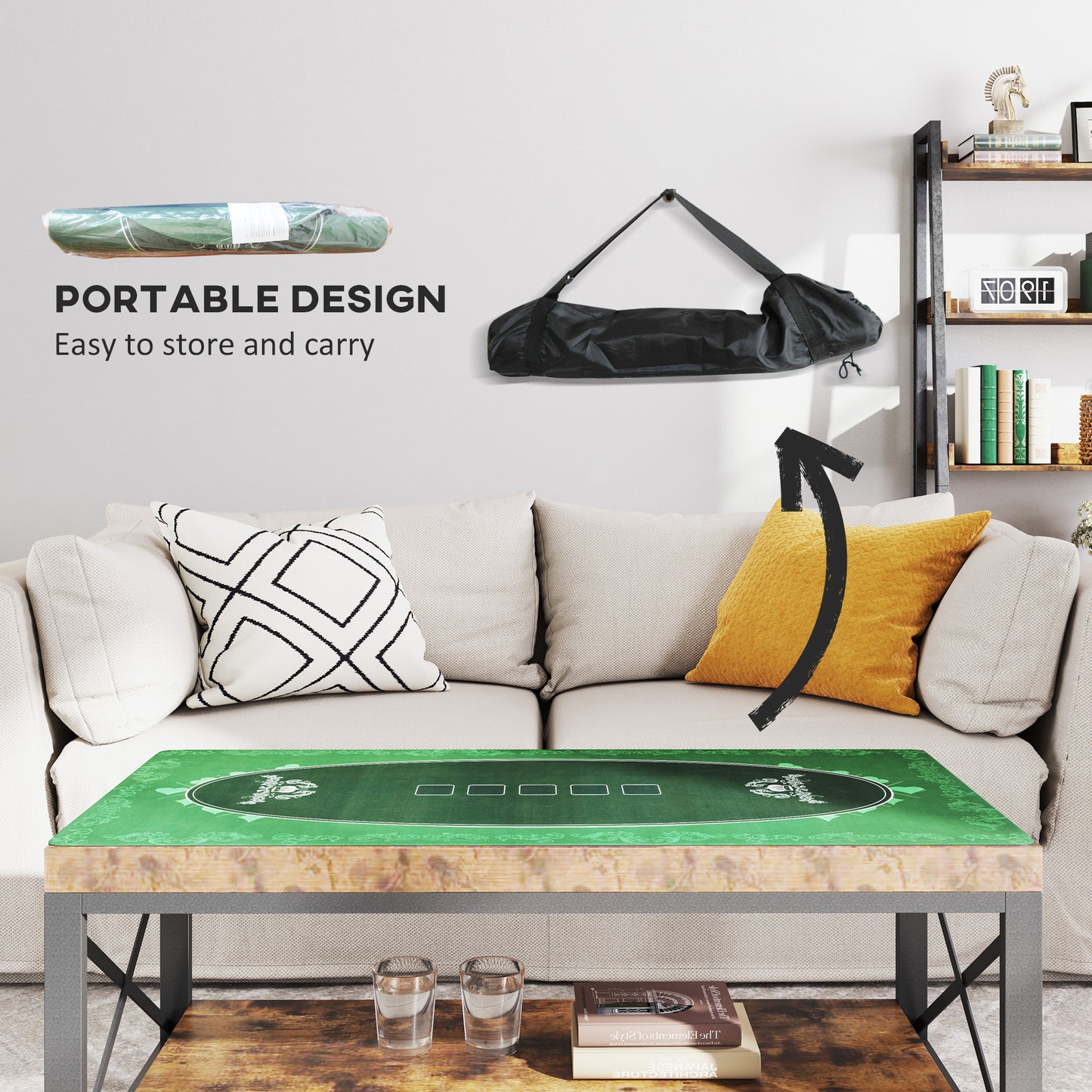 Poker Table Top Poker Mat for 6 Player, Green Kids Crystal