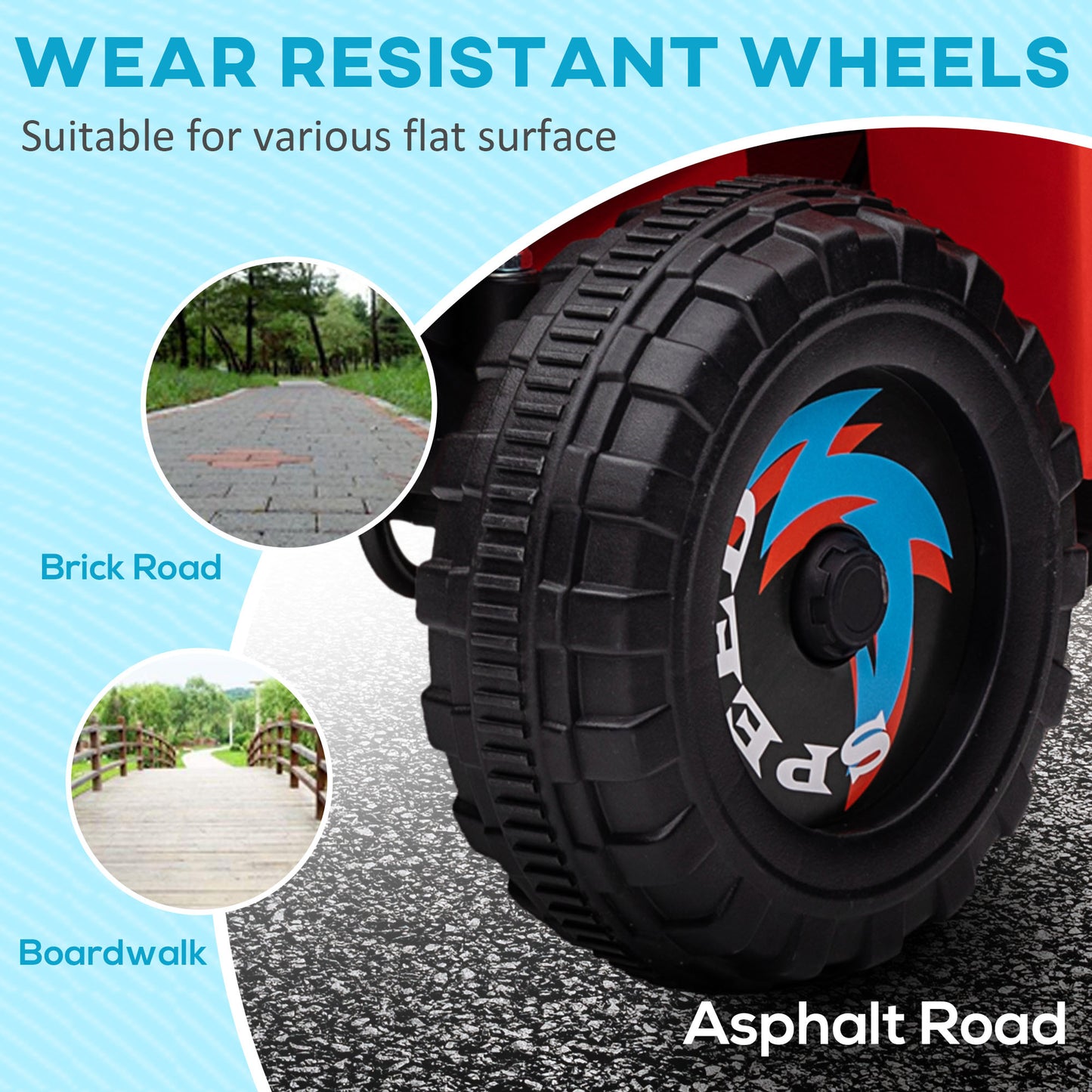 6V Kids Quad Electric Car Wear-resistant Wheels 18-36 Months Boys Girls Red Battery Powered Ride On Kids Crystal