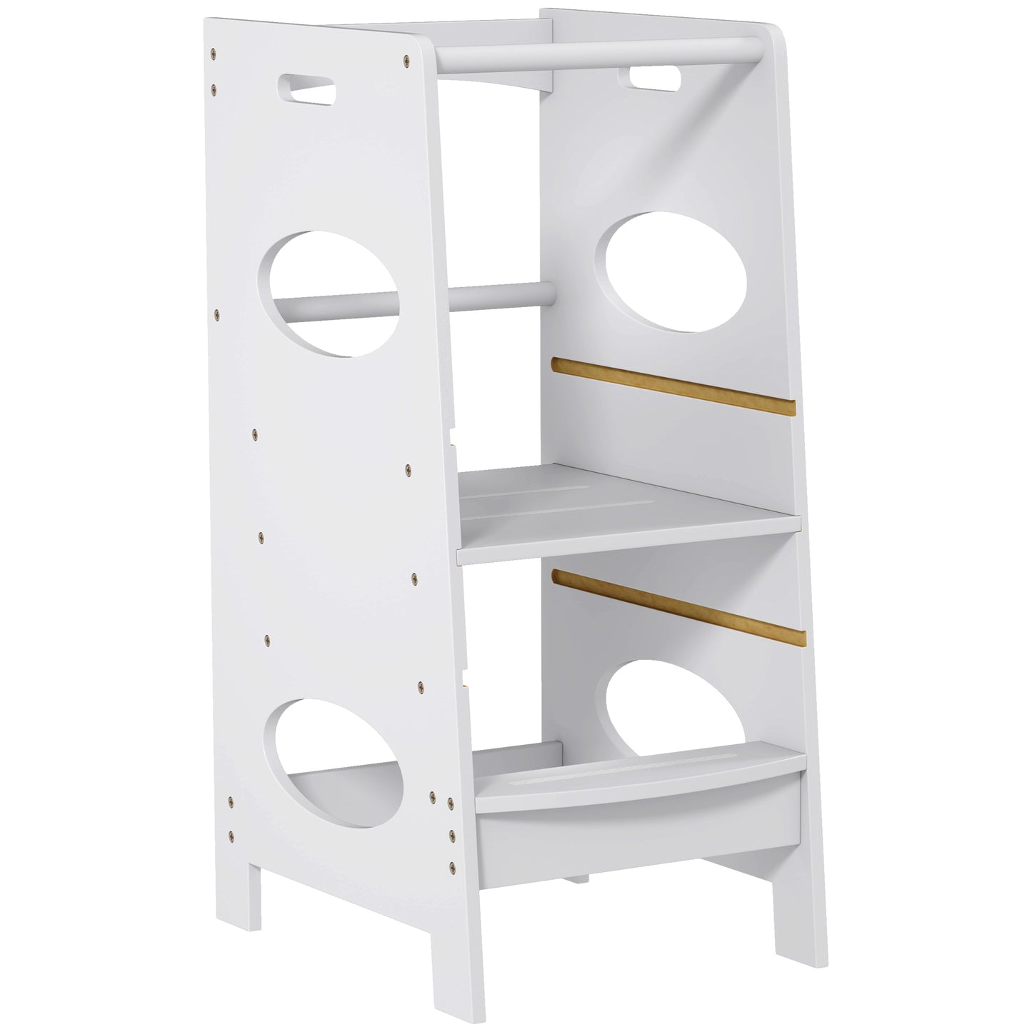 Adjustable Toddler Kitchen Step Stool with Safety Rail in Grey - Perfect for Little Helpers