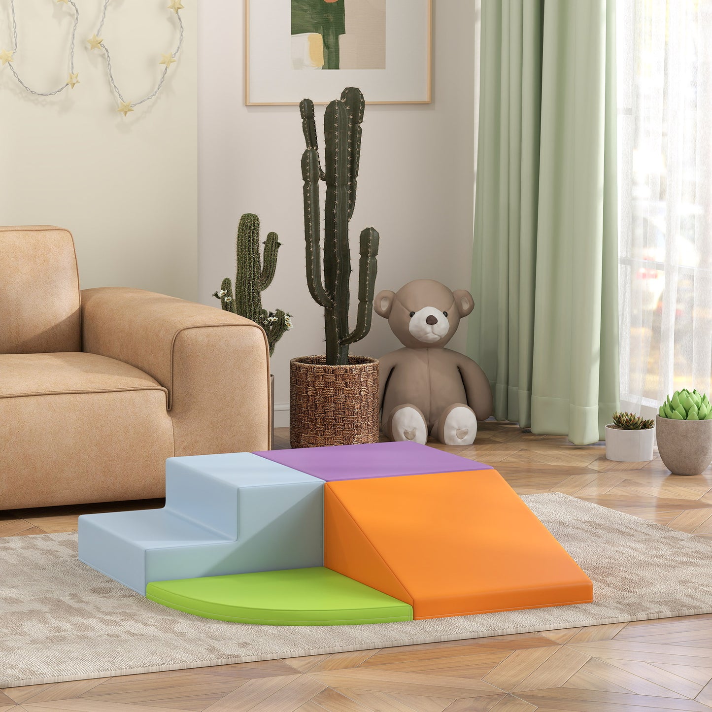 4 Pieces Soft Play Foam Play Set for Climbing, Crawling, Multicolour Kids Crystal