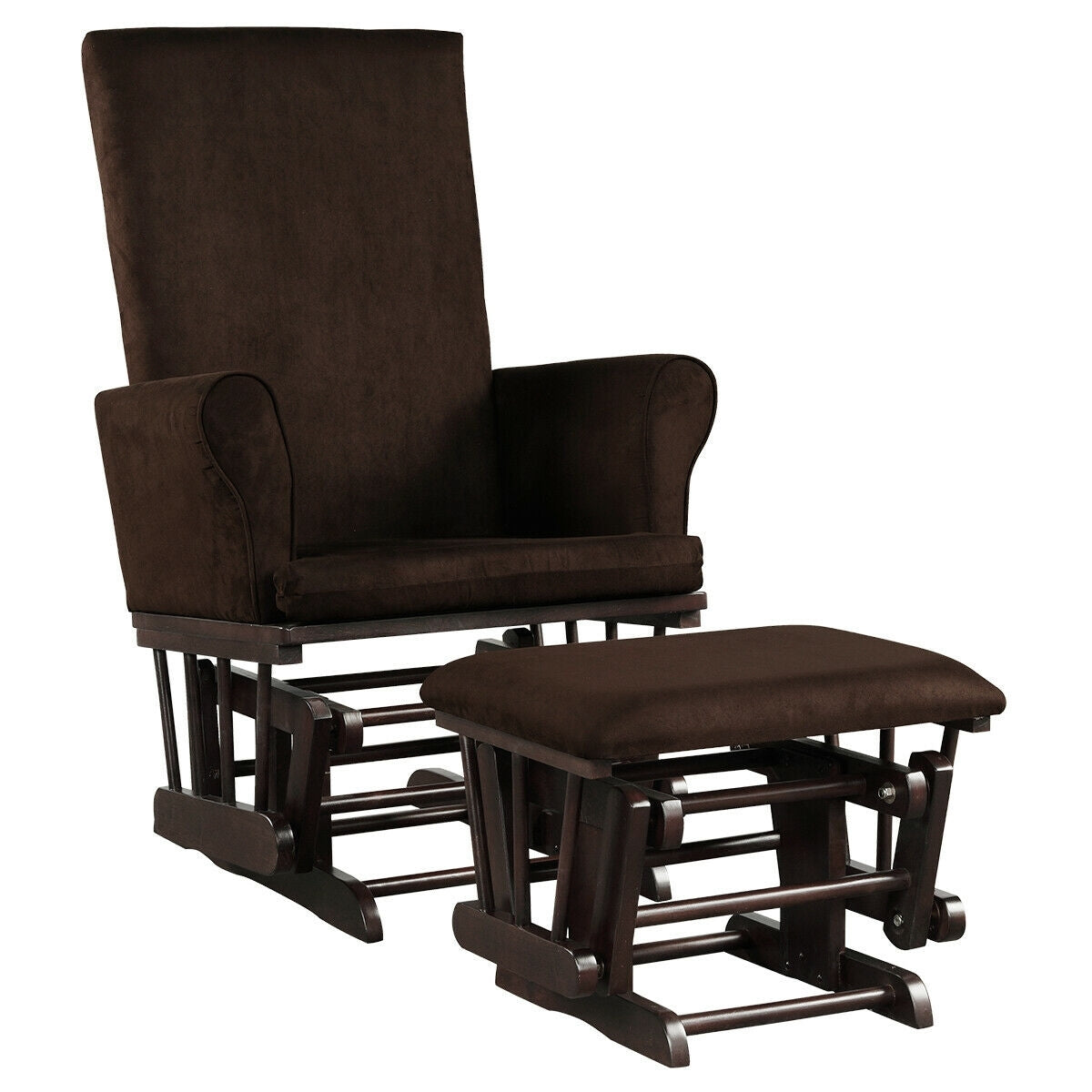 Baby Nursery Relax Rocker Rocking Chair Glider & Ottoman Set-Coffee Kids Crystal