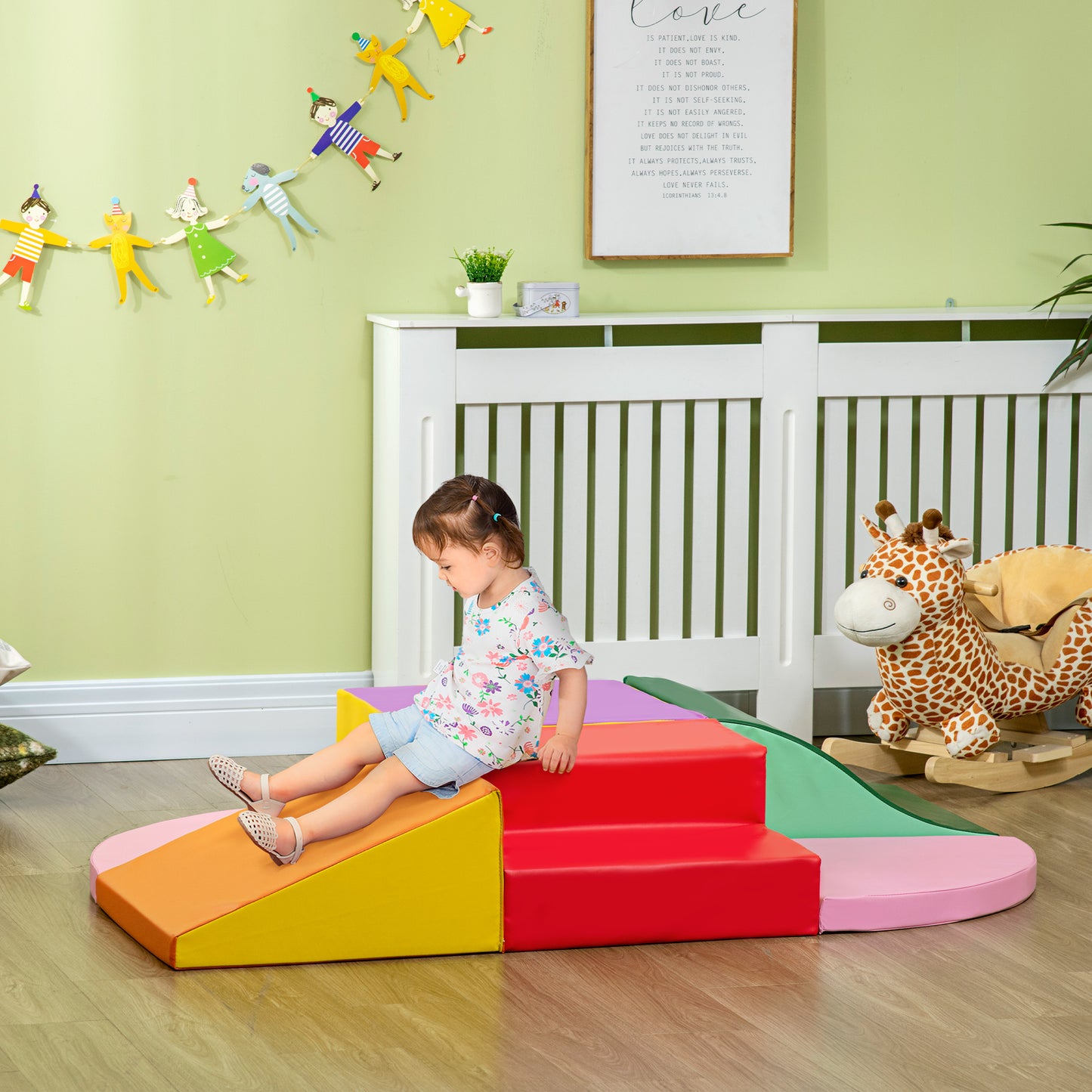 6-Piece Soft Play Set for Toddlers 12-36 Months Climb Crawl Slide Multicoloured Activity Toys Kids Crystal