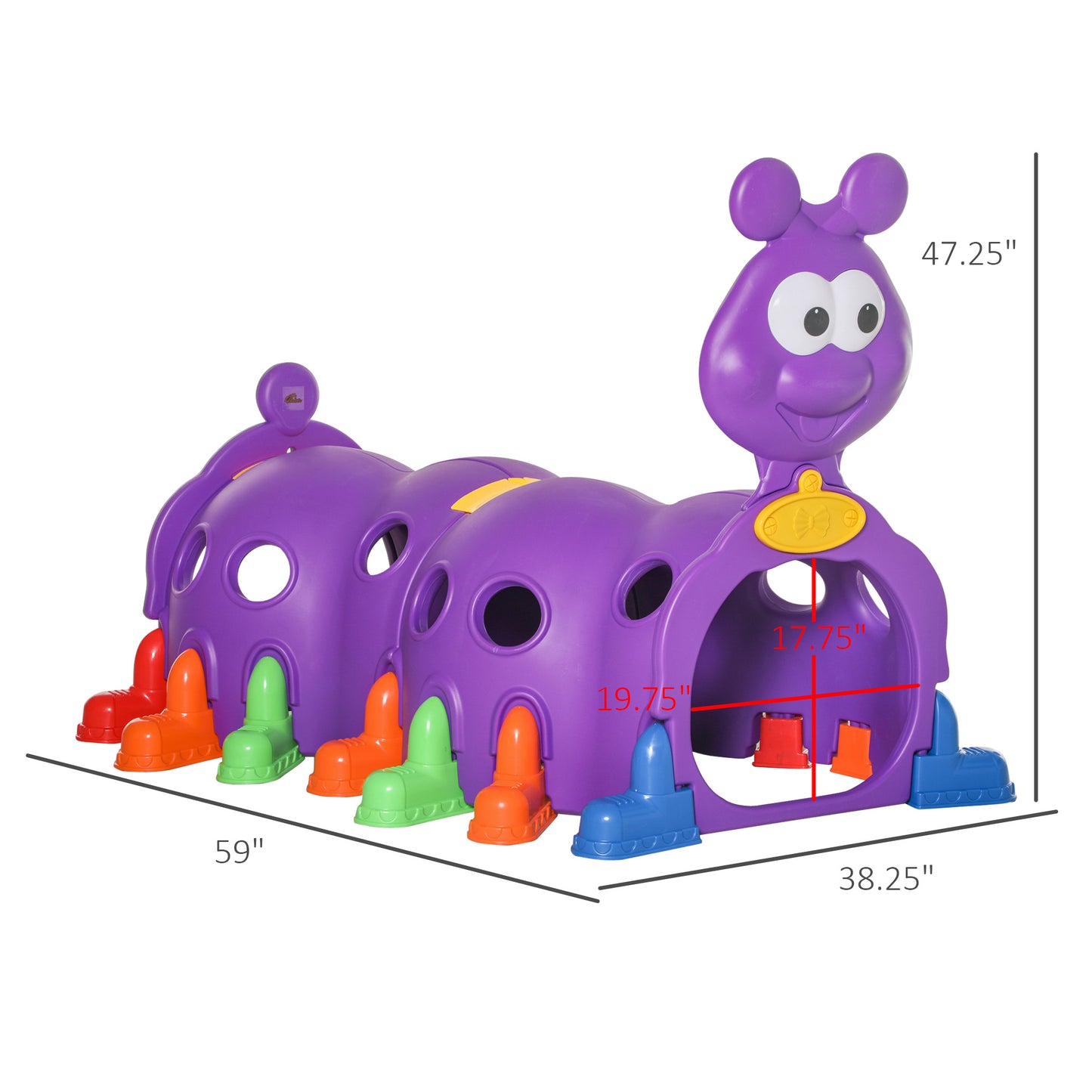 Caterpillar Tunnel Kids Climbing Play Structure Climb-N-Crawl Indoor Outdoor Toy for Toddlers 3-6 Years Purple Kids Crystal