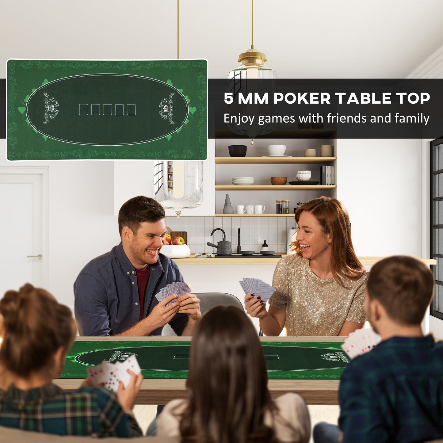 Poker Table Top Poker Mat for 6 Player, Green Kids Crystal