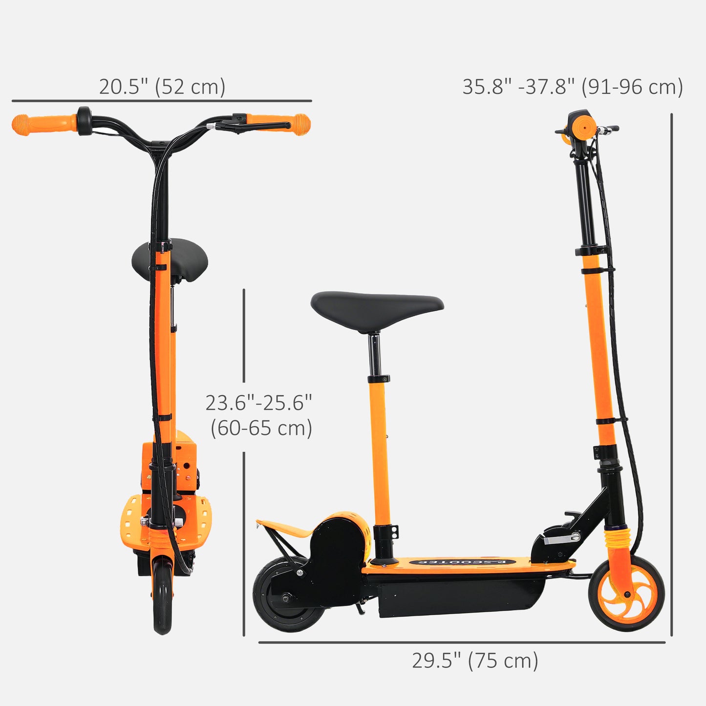 Foldable Electric Scooter for Kids Ages 6-14, with Seat and 2 Adjustable Heights, Max 6km Range & 12km/h, Orange Kids Crystal