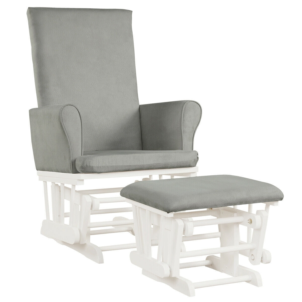 Baby Nursery Relax Rocker Rocking Chair Glider & Ottoman Set-Gray Kids Crystal