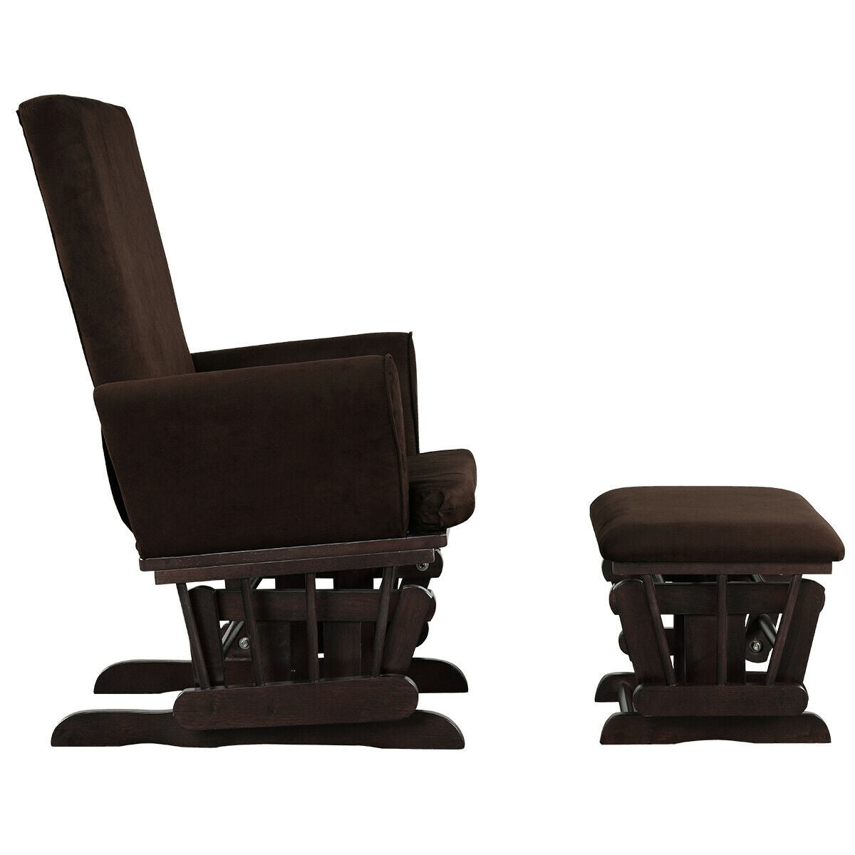 Baby Nursery Relax Rocker Rocking Chair Glider & Ottoman Set-Coffee Kids Crystal