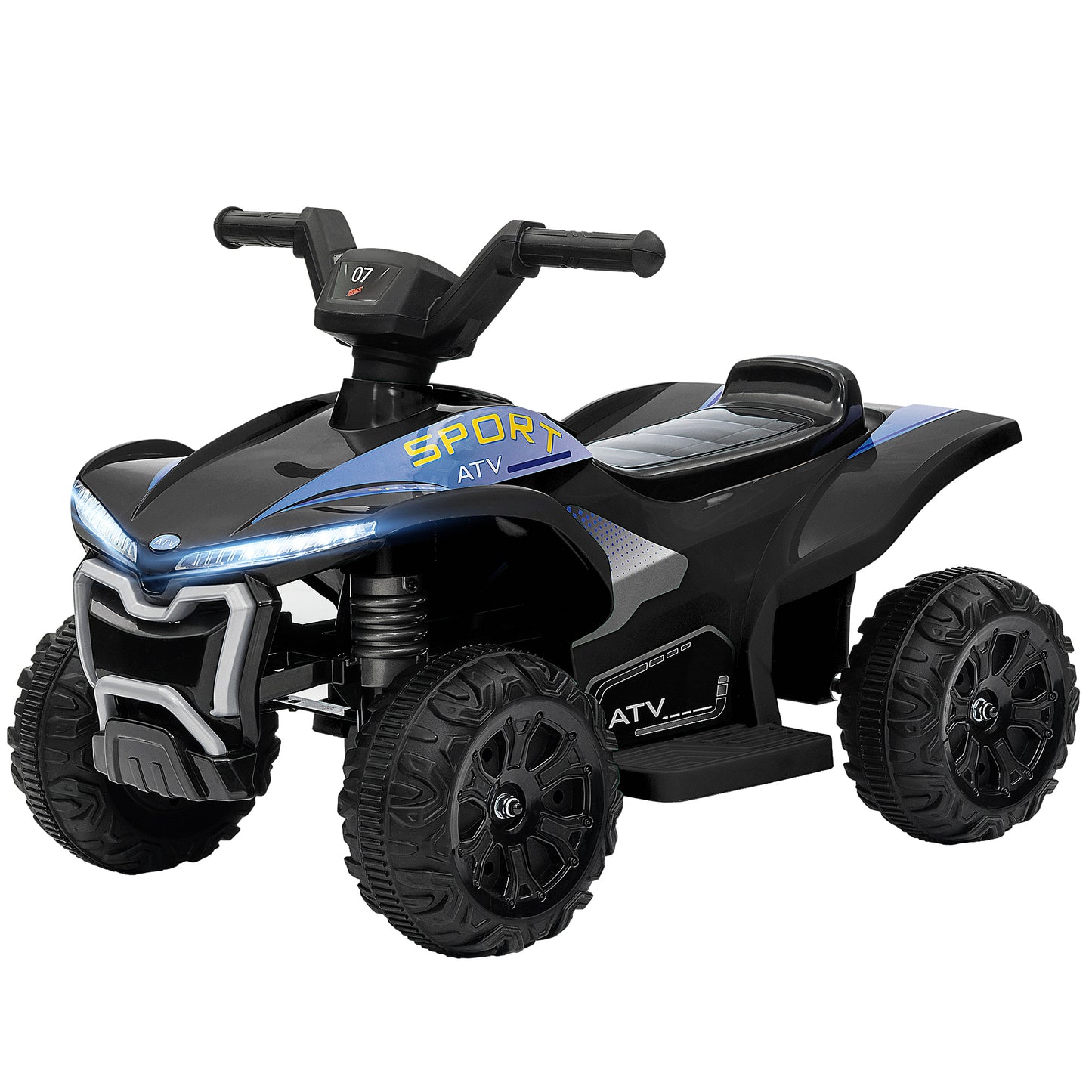Kids ATV, 6V Battery Powered Electric Vehicle with Headlights, Forward/Reverse Switch for 18-36 Months, Black Kids Crystal
