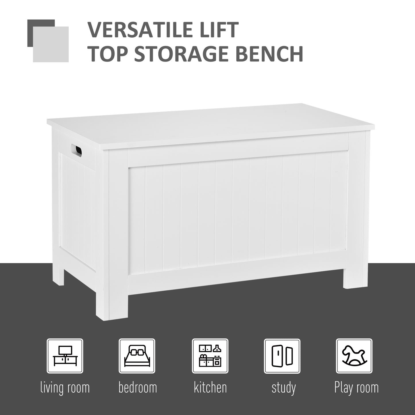 Toy Treasure Chest: Large Storage Box Cabinet with Lid, 2 Safety Hinges, Ideal for Kids' Room Organization, White Finish