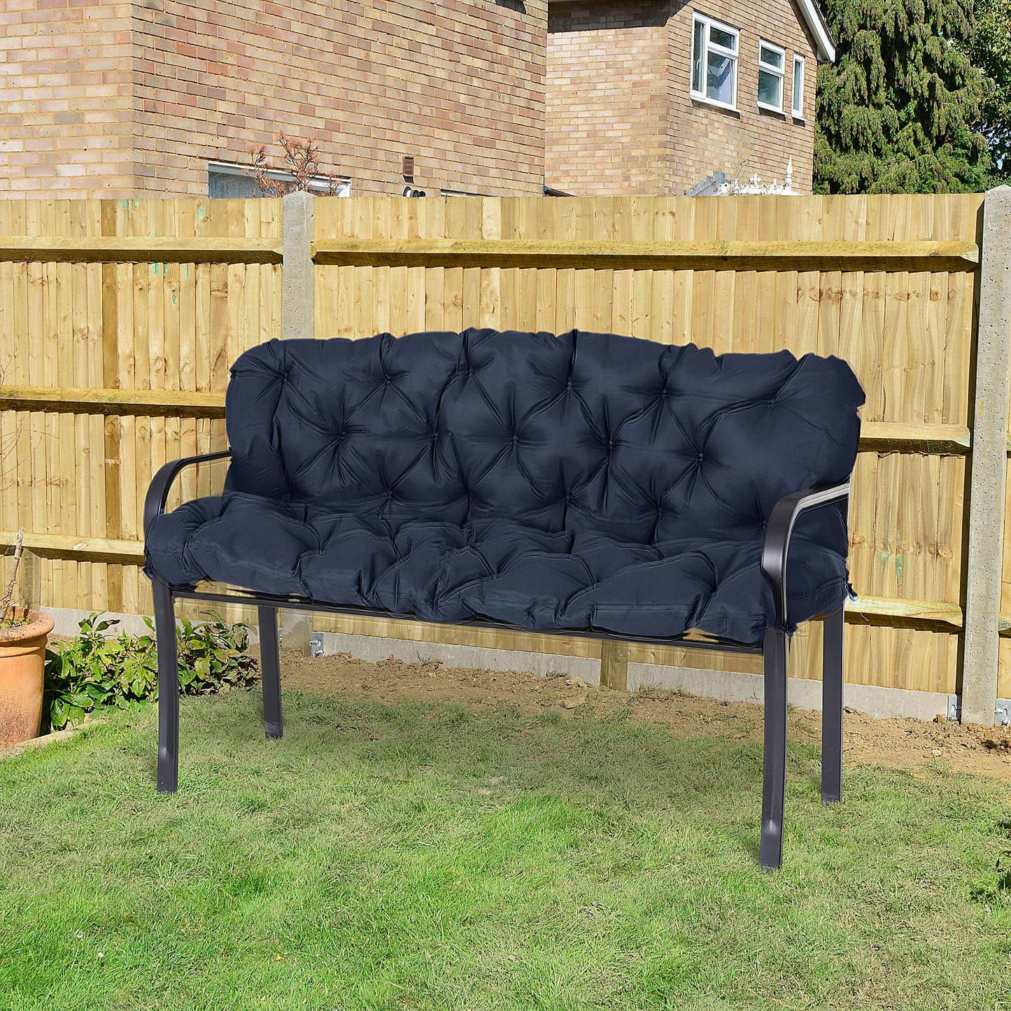Replacement Cushions for 3-Seater Outdoor Bench Swing Chair, Comfortable Seat Pads & Backrest, Dark Blue Kids Crystal