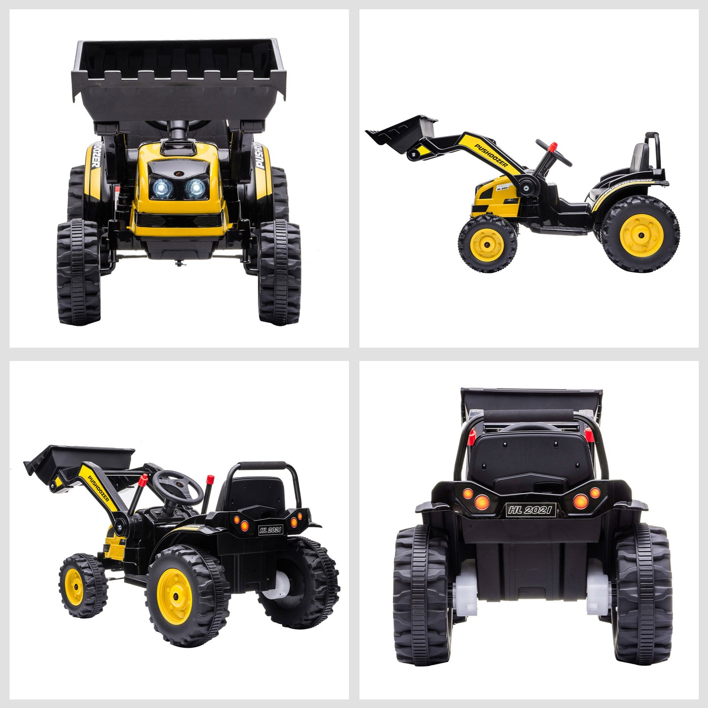 6V Kids Digger Ride On Excavator Battery Powered Construction Tractor Music Headlight Yellow Kids Crystal