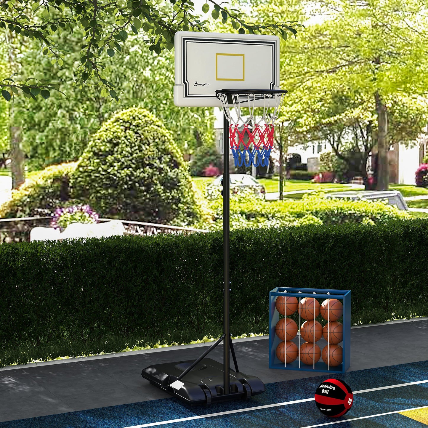 Portable Basketball Hoop for Teens Youth Adults with Wheels Fillable Base 6-7ft Height Adjustable Goal Kids Crystal