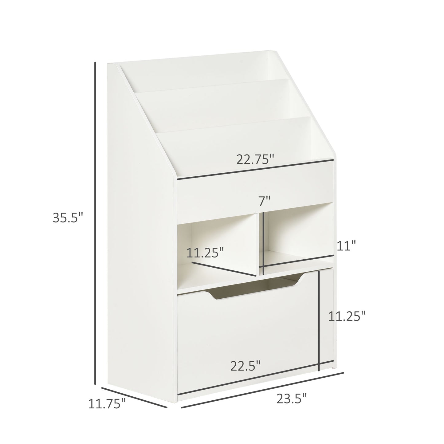 Kids Bookcase Multi Shelf Rack Organizer Storage Drawer Reading Nook Classroom Bedroom Playroom White Kids Crystal