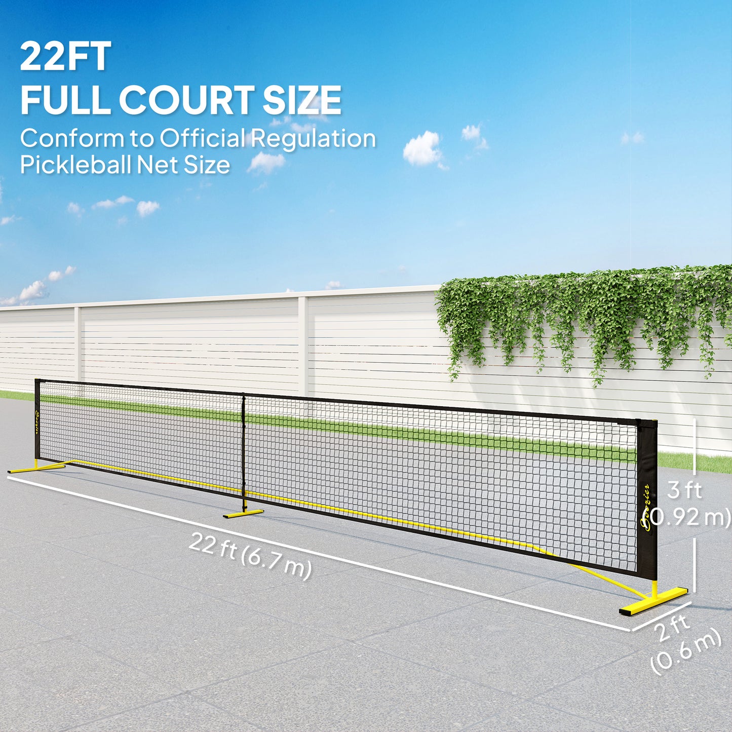 Portable Pickleball Net Set with 22FT Regulation Size Net, Carrying Bag for Indoor Outdoor Driveway, Yellow Kids Crystal