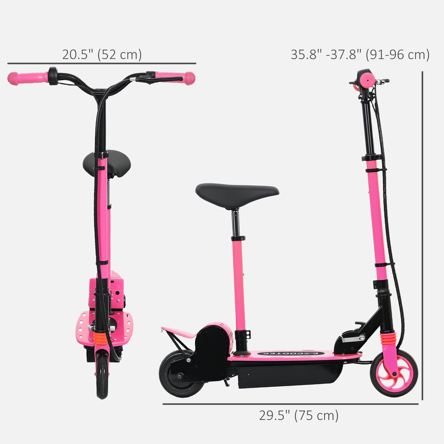 Foldable Electric Scooter for Kids Ages 6-14, with Seat and 2 Adjustable Heights, Max 6km Range & 12km/h, Pink Kids Crystal