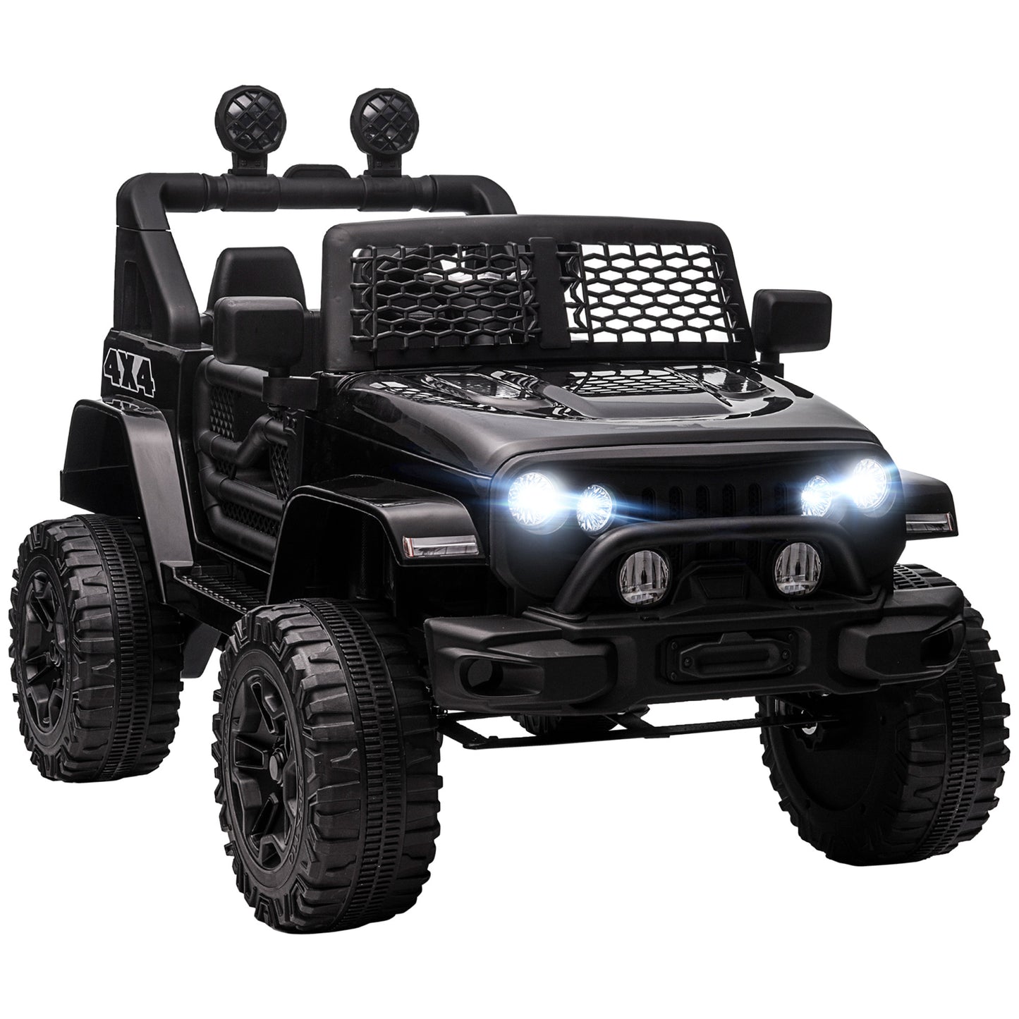 12V Battery Powered Kids Ride On Car Off Road Truck Toy w/ Parent Remote, Black Kids Crystal