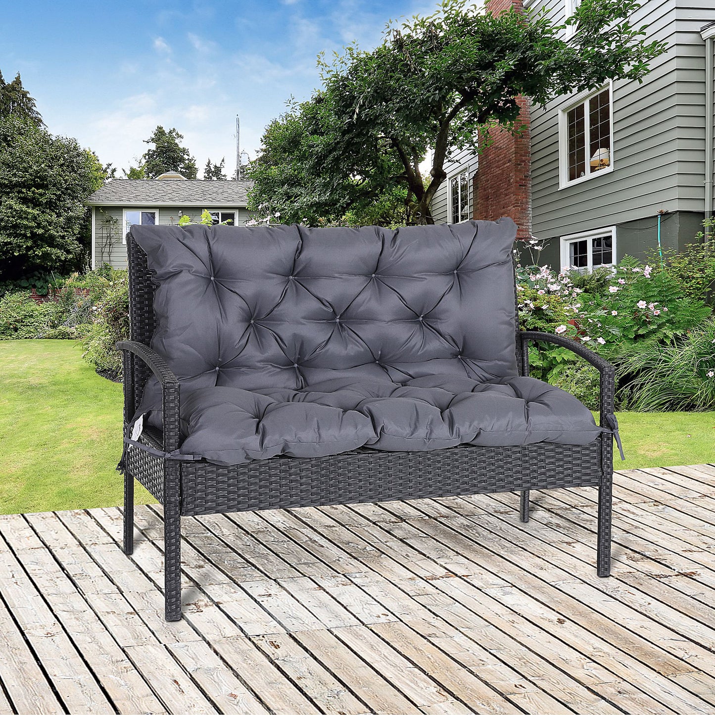 Non-Slip Garden Bench Cushion 2 Seater Thick Pad Swing Chair Mat Replacement 39.25" x 38.5" Comfort Kids Crystal