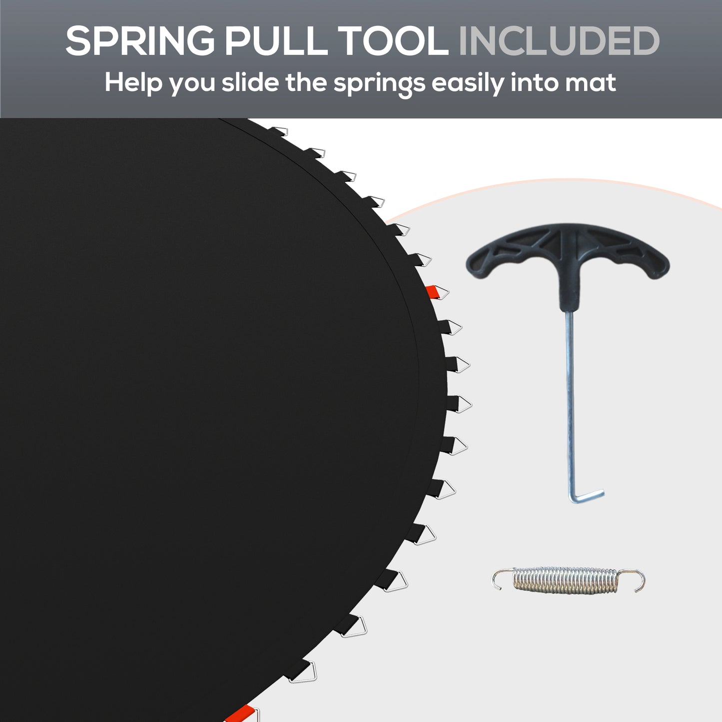 Trampoline Jumping Mat Replacement with Spring Tool 54 V-Hooks for 10ft Round Trampolines Black Kids Crystal