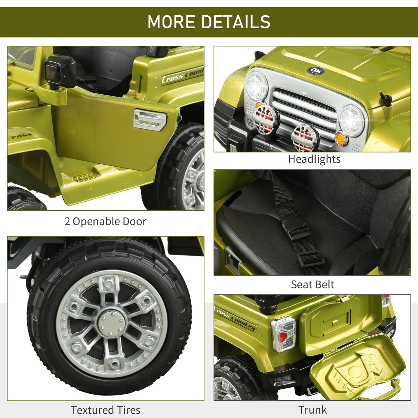 12V Kids Ride-On Truck: Remote Control, 2 Speeds, Lights, MP3, LCD Power Indicator, Green Kids Crystal