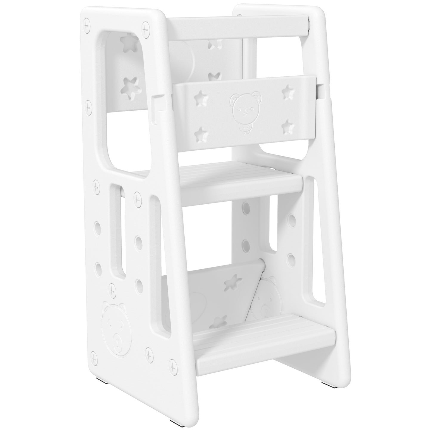 Adjustable Kids Step Stool, Toddler Kitchen Standing Tower with 3 Heights, White