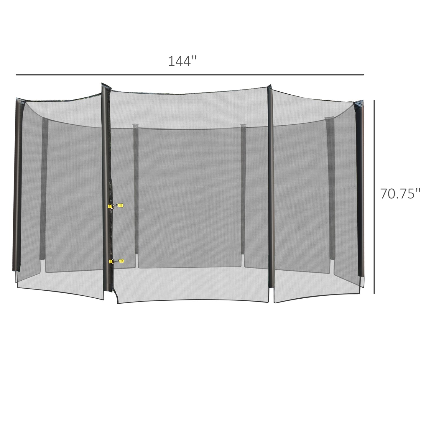 12' Round Trampoline Replacement Net Enclosure Safety Net Fence with 4 Arch 8 Poles Black Kids Crystal