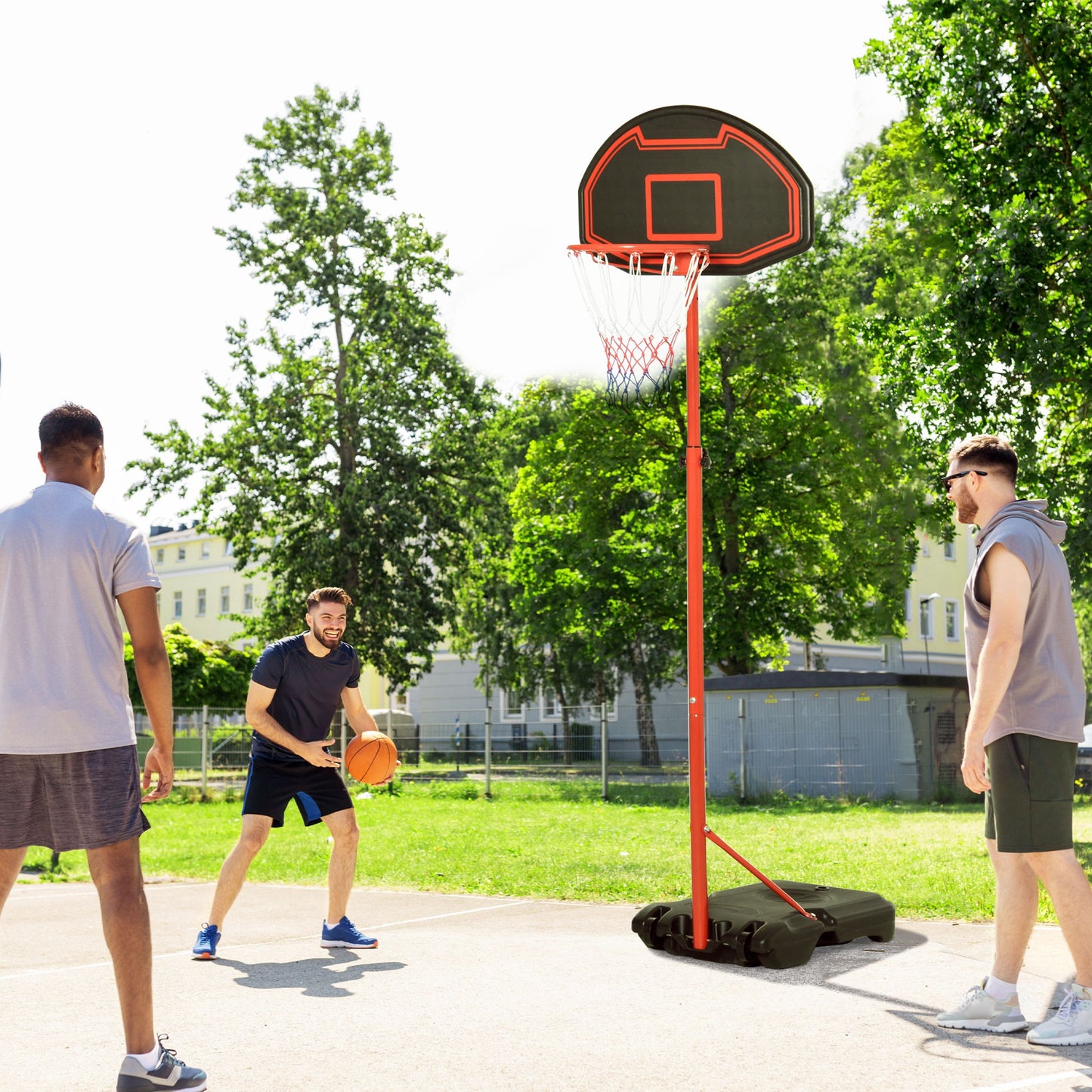 6.6'-8.2' Adjustable Portable Basketball Stand Outdoor Indoor Hoop System Backboard w/ Wheels For Youth Kids Kids Crystal