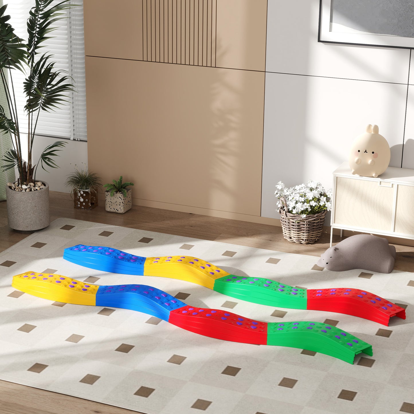 8PCs Kids Balance Beam Stepping Stones w/ Non-slip Foot Pads Kids Crystal