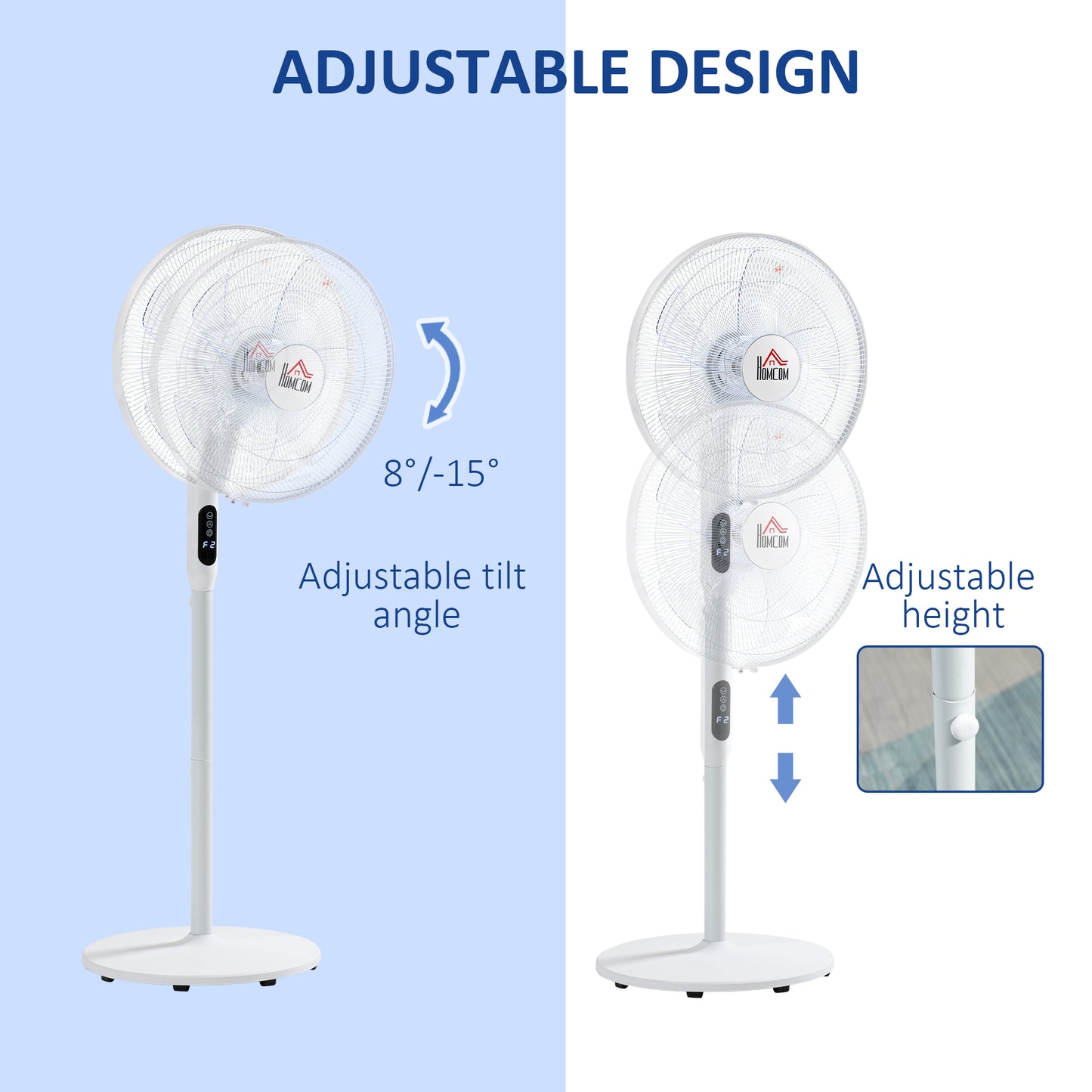 Oscillating Standup Fan with Remote LED Display Cooling Device for Home Office White