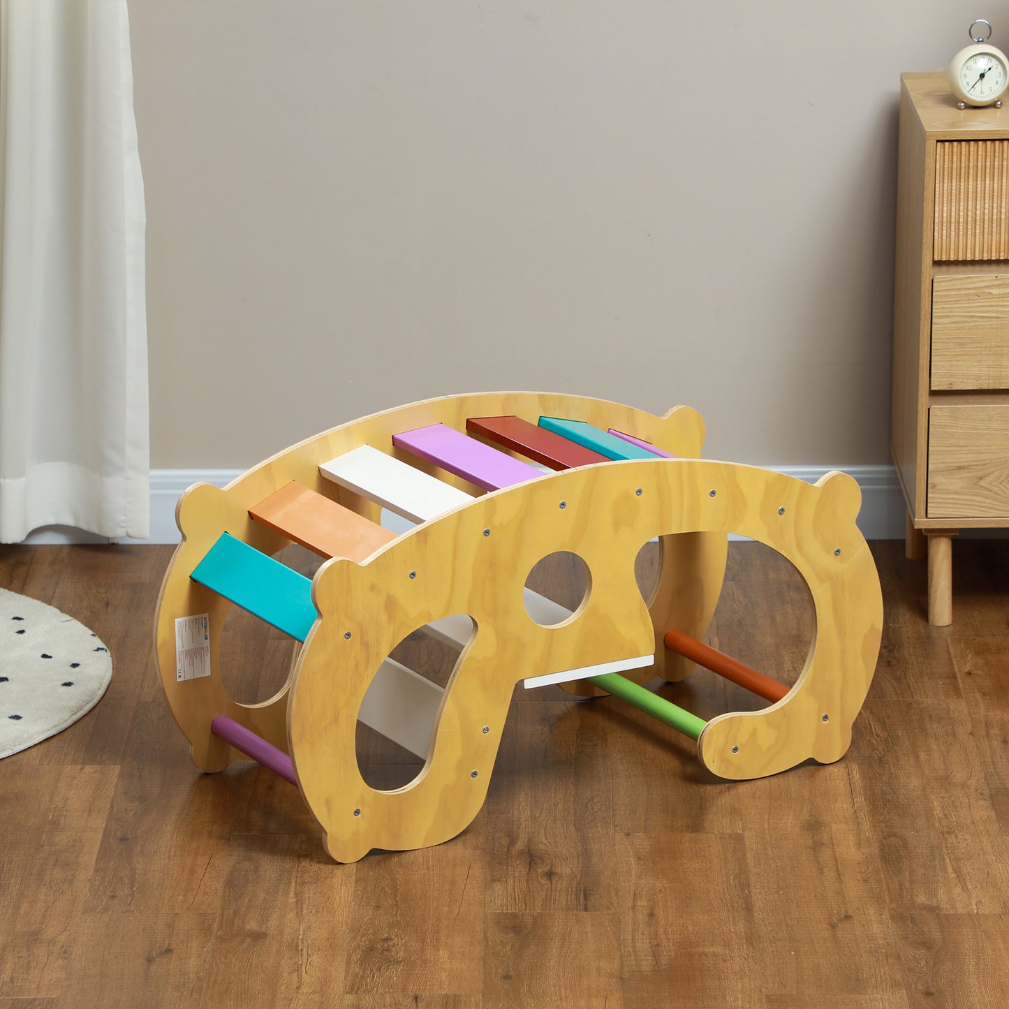 2 in 1 Wooden Arch Ladder Baby Rocker for Toddlers 18-48 Months Kids Crystal