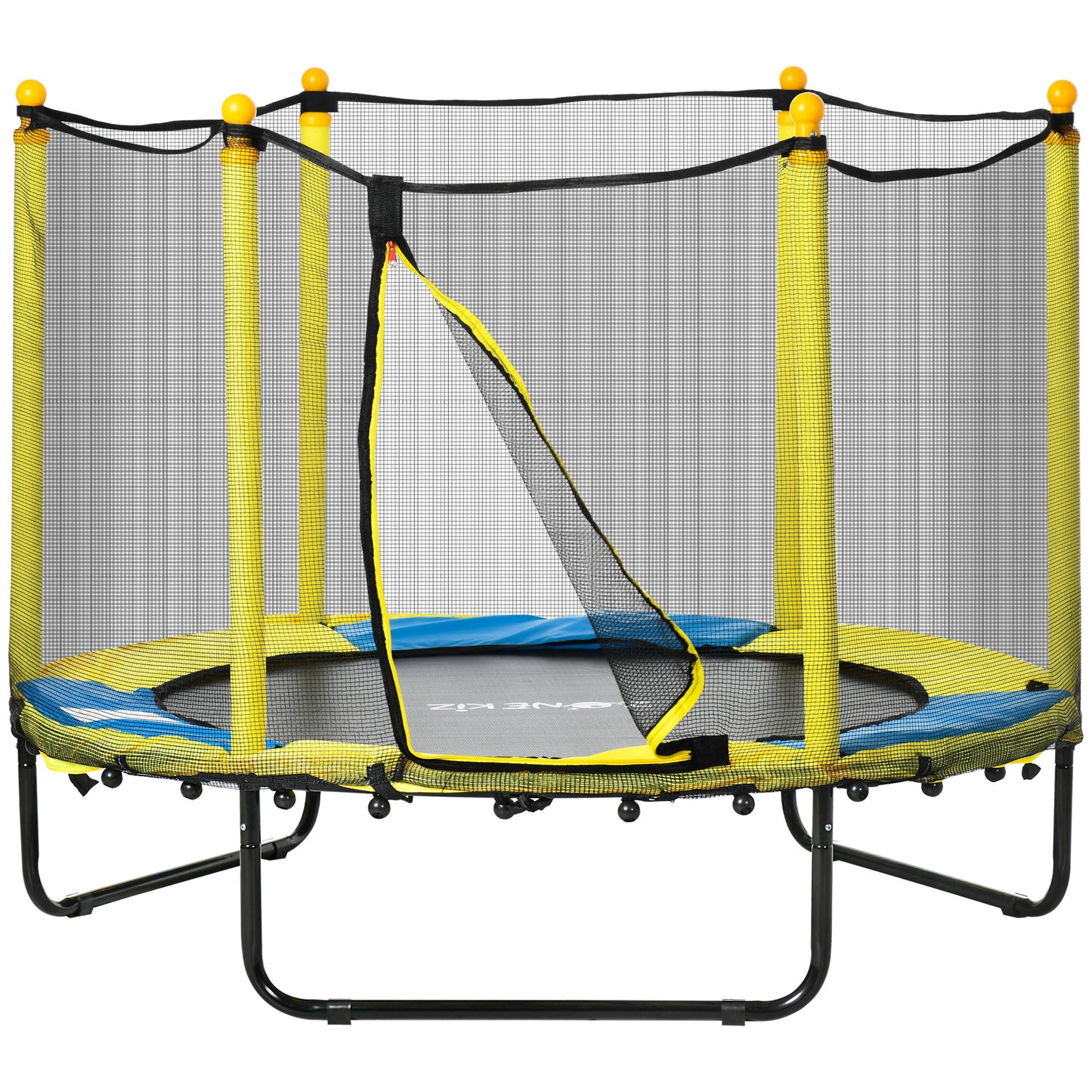 4.6FT Trampoline for Kids with Enclosure Net for Ages 3-10, Indoor Outdoor Use, Yellow Kids Crystal