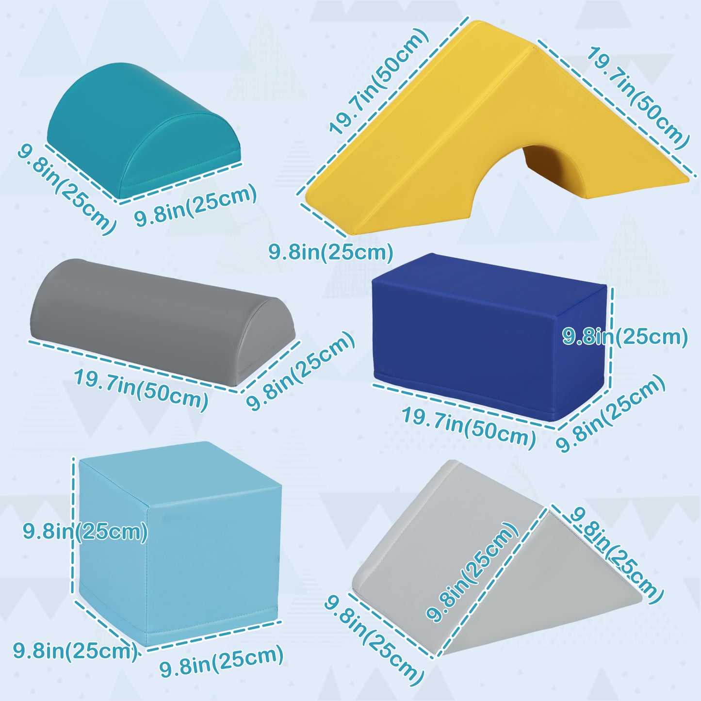 11 Piece Soft Play Blocks Kids Climb and Crawl Gym Toy Foam Building Light Colour