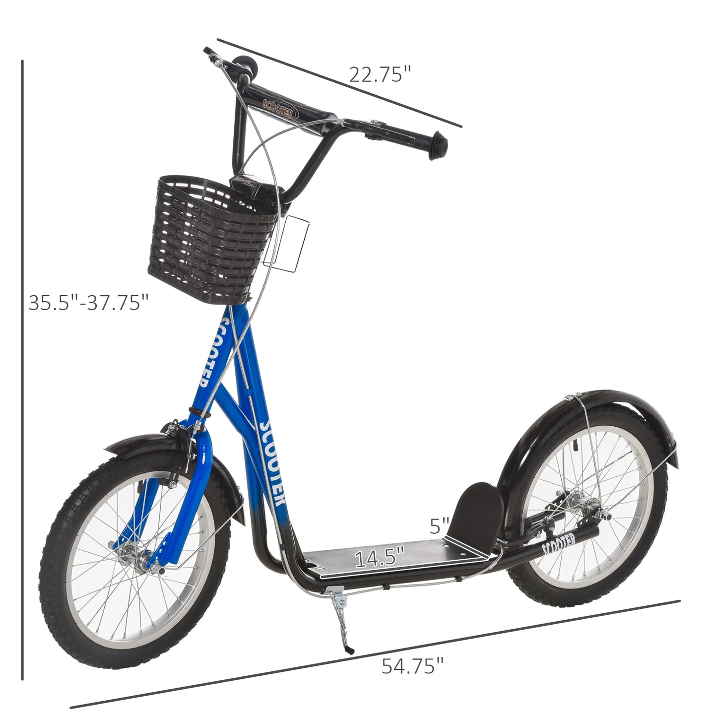 Youth Scooter Durable Kick Scooter for Kids Teens with Adjustable Handlebar Dual Brakes Basket Cupholder Mudguard Kids Crystal